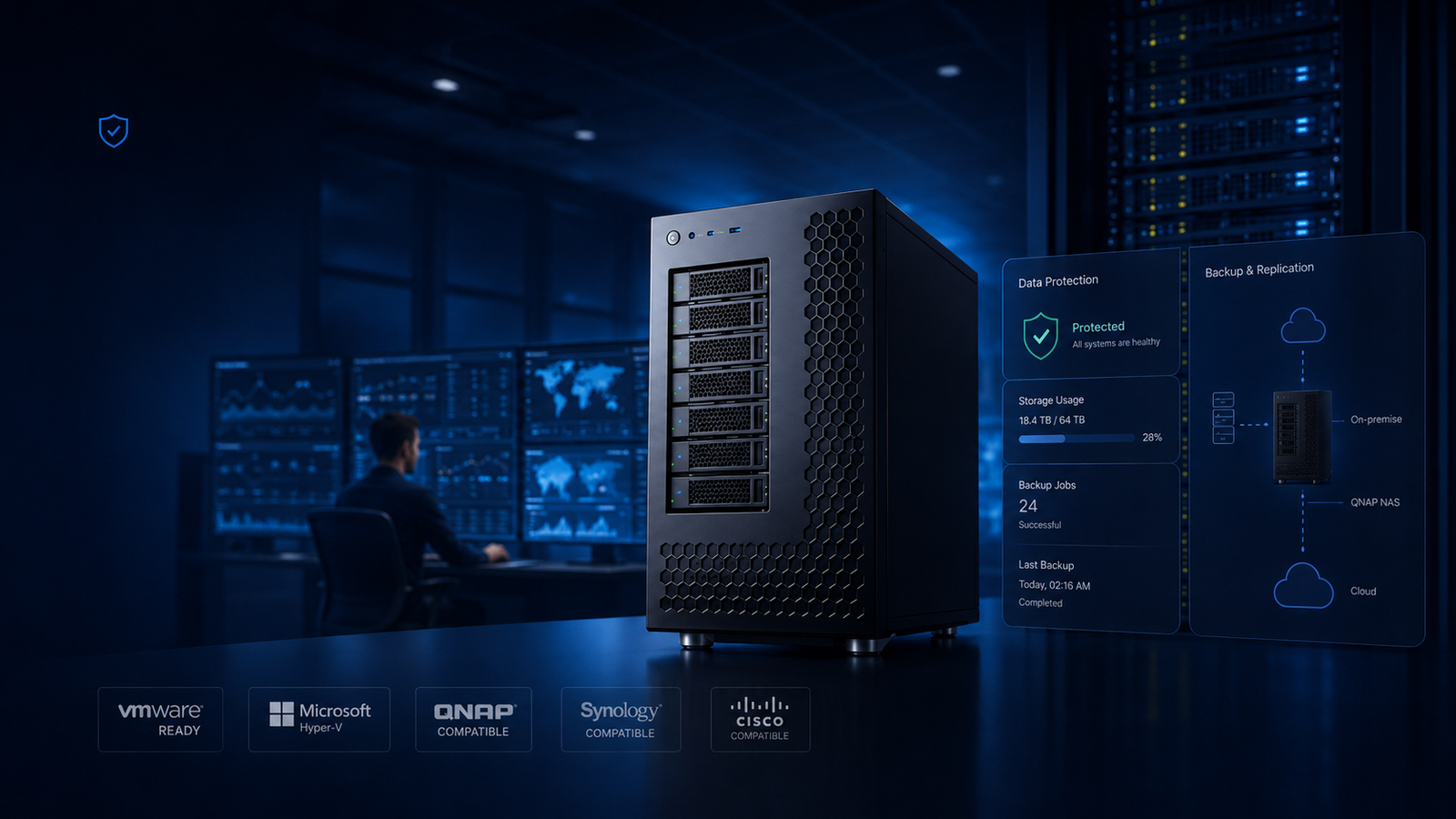 Solución NAS empresarial QNAP y Synology para almacenamiento, backup e infraestructura empresarial